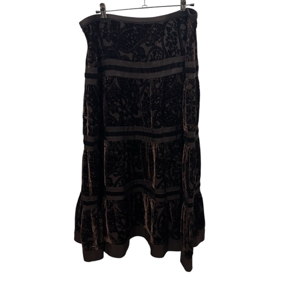 Garnet Hill Brown Velvet Silk Blend Skirt Size 12 - Picture 3 of 5